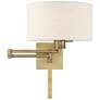 3_Livex Lighting 11" High Drum Shade Antique Brass Swing Arm Wall Lamp more views