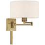 4_Livex Lighting 11" High Drum Shade Antique Brass Swing Arm Wall Lamp more views
