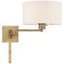 5_Livex Lighting 11" High Drum Shade Antique Brass Swing Arm Wall Lamp more views