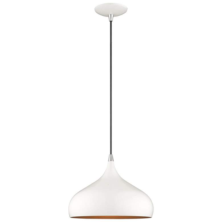 Image 2 Livex Lighting 12" Wide 1-Light Shiny White Modern Mini Pendant