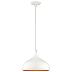 Livex Lighting 12" Wide 1-Light Shiny White Modern Mini Pendant