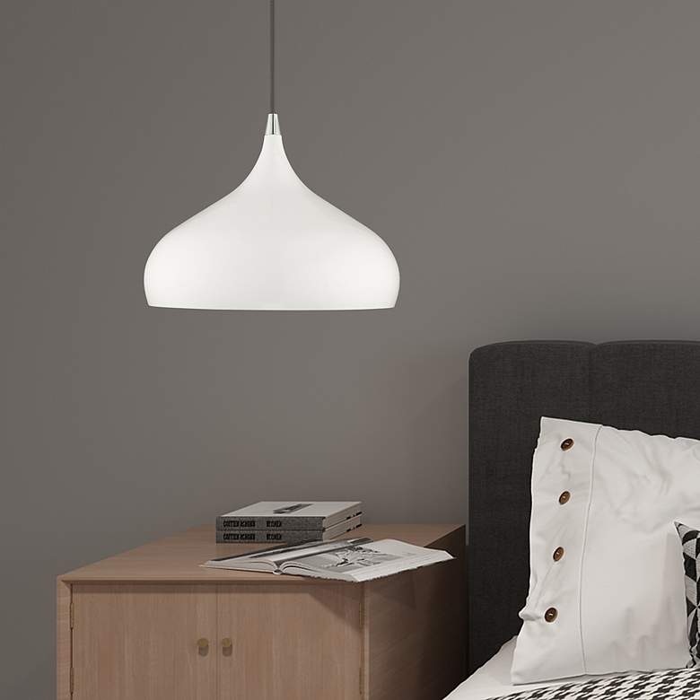 Image 1 Livex Lighting 12" Wide 1-Light Shiny White Modern Mini Pendant