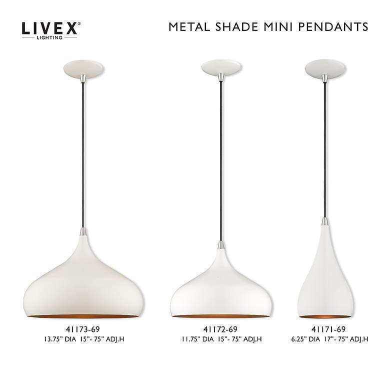 Image 3 Livex Lighting 12" Wide 1-Light Shiny White Modern Mini Pendant more views