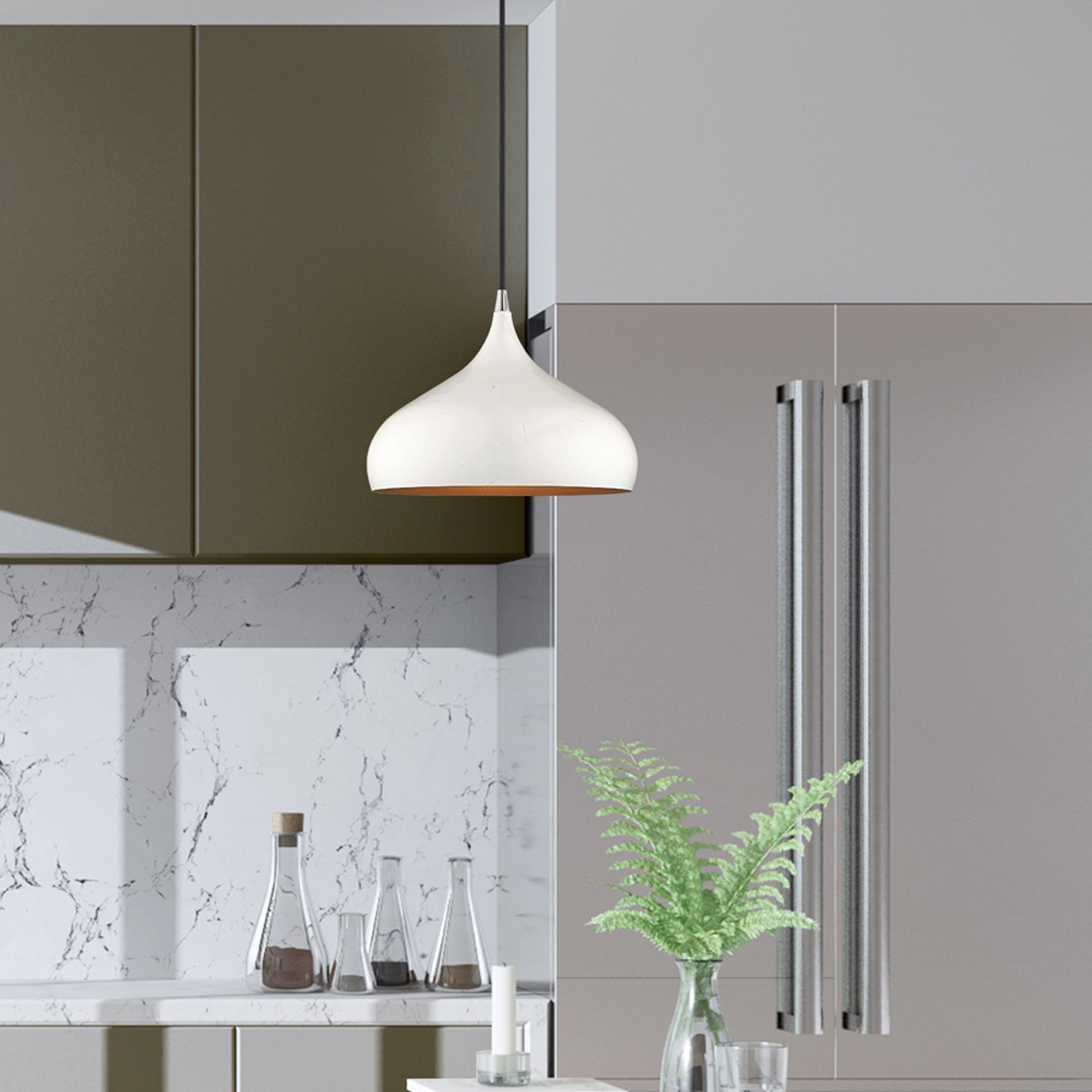 Livex Lighting 12" Wide 1-Light Shiny White Modern Mini Pendant