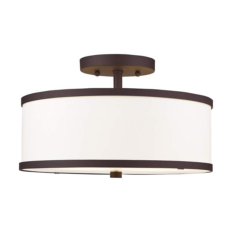 Image 5 Livex Lighting 13" Wide 2-Light Bronze White Drum Ceiling Mount more views