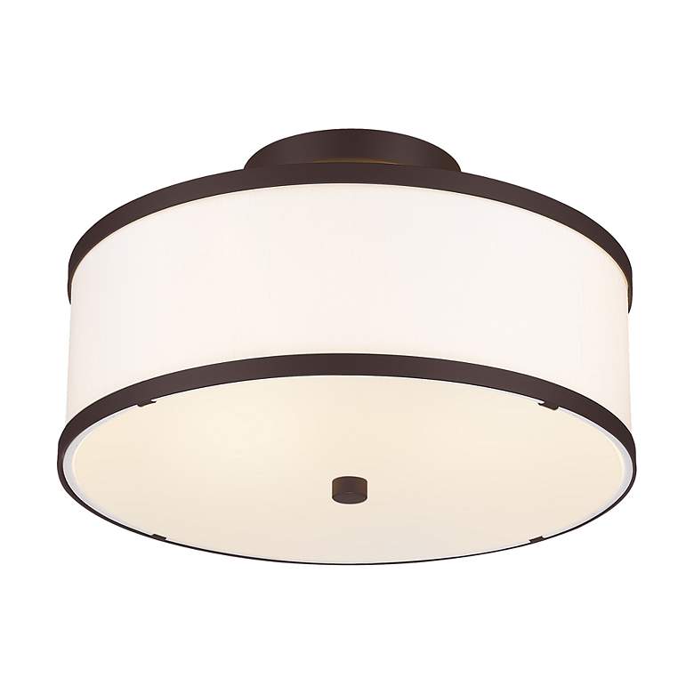 Image 6 Livex Lighting 13" Wide 2-Light Bronze White Drum Ceiling Mount more views