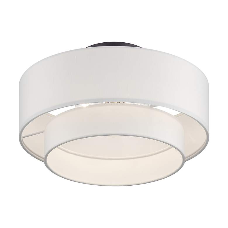 Image 4 Livex Lighting 15" 3-Light Bronze Off-White Double Shade Ceiling Light more views