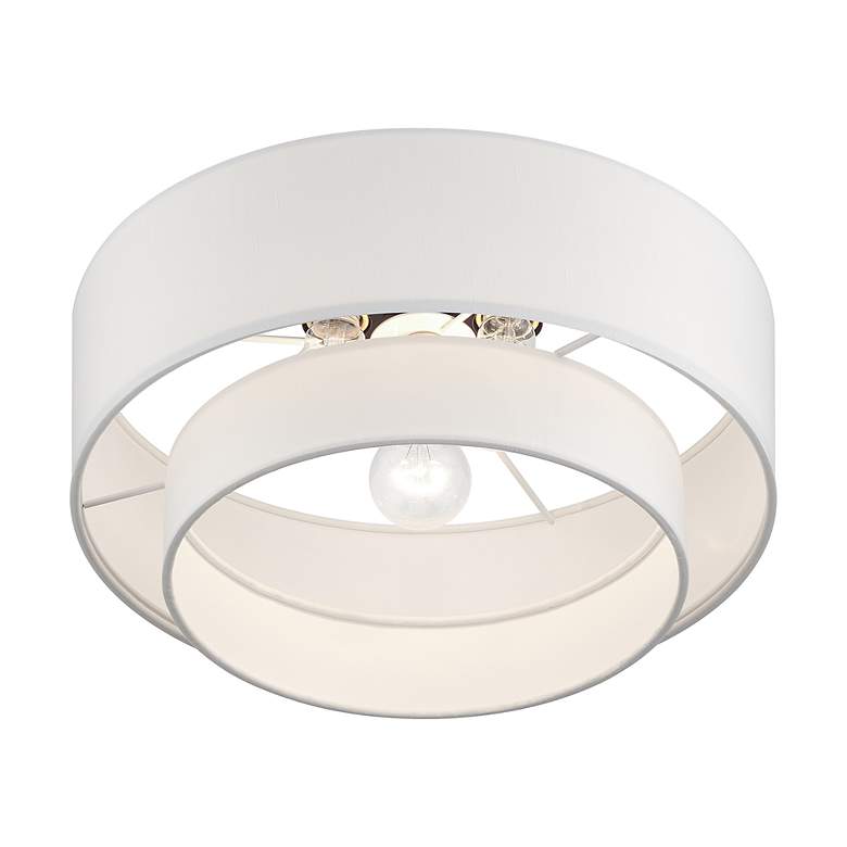 Image 5 Livex Lighting 15" 3-Light Bronze Off-White Double Shade Ceiling Light more views