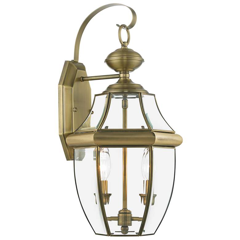 Image 2 Livex Lighting 20 1/2" High 2-Light Antique Brass Outdoor Wall Lantern