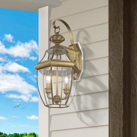 Livex Lighting 20 1/2" High 2-Light Antique Brass Outdoor Wall Lantern Livex Lighting 20 1/2" High 2-Light Antique Brass Outdoor Wall Lantern