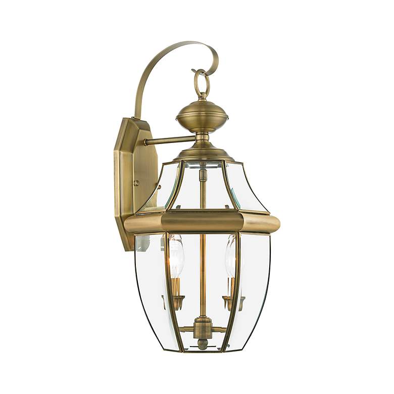 Image 3 Livex Lighting 20 1/2" High 2-Light Antique Brass Outdoor Wall Lantern more views