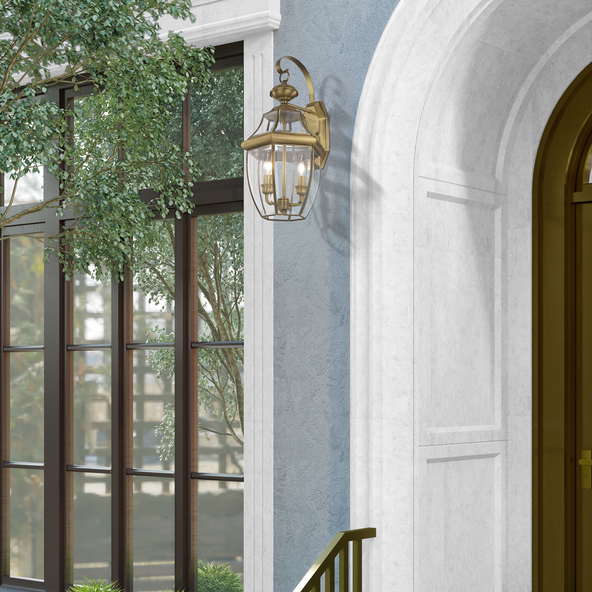 Livex Lighting 20 1/2" High 2-Light Antique Brass Outdoor Wall Lantern