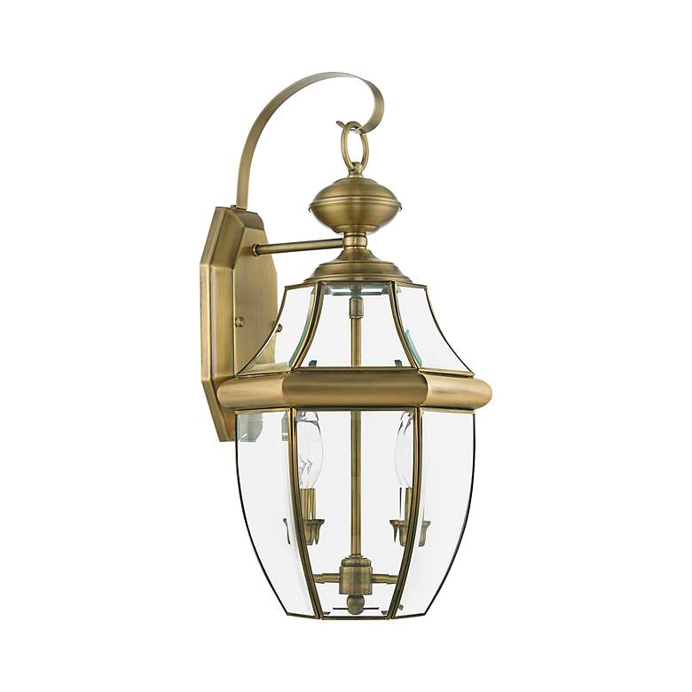 Image 4 Livex Lighting 20 1/2" High 2-Light Antique Brass Outdoor Wall Lantern more views