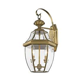 Image5 of Livex Lighting 20 1/2" High 2-Light Antique Brass Outdoor Wall Lantern more views