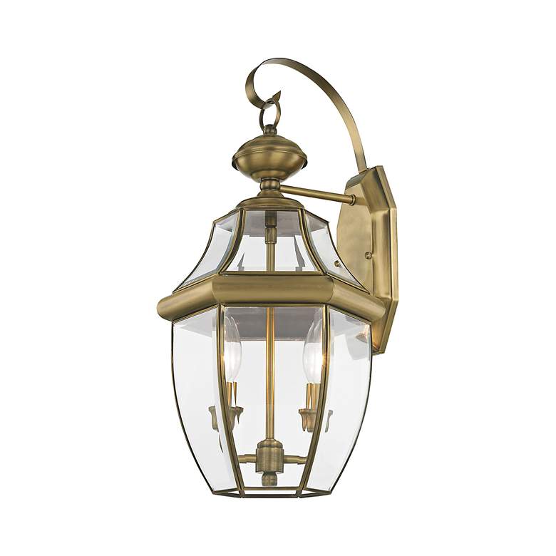 Image 5 Livex Lighting 20 1/2" High 2-Light Antique Brass Outdoor Wall Lantern more views