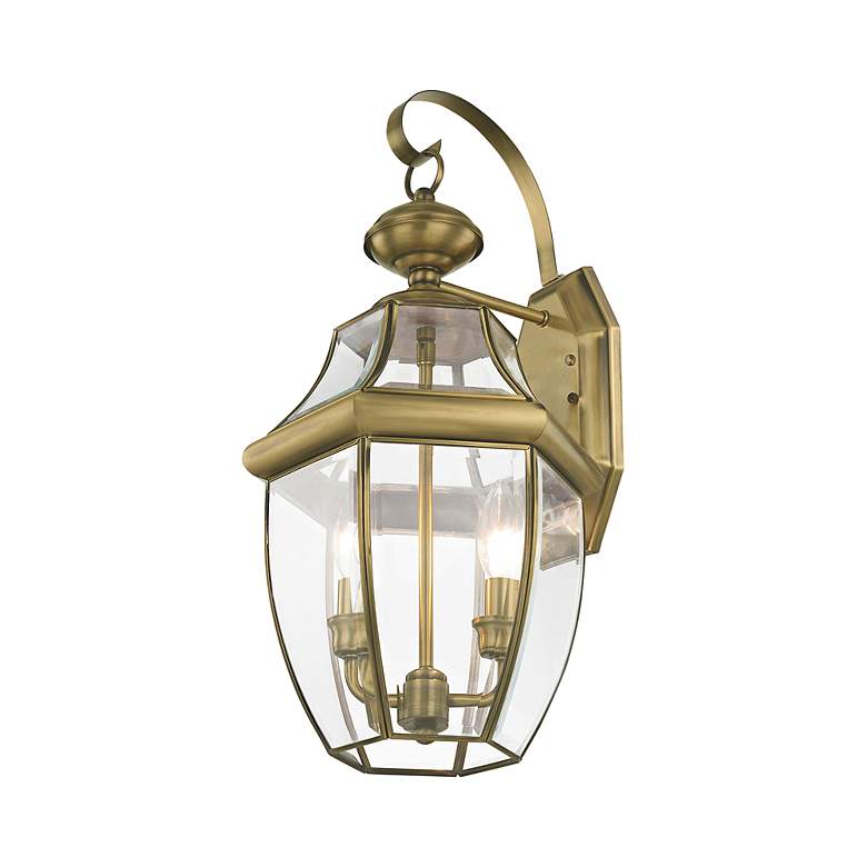 Image 7 Livex Lighting 20 1/2" High 2-Light Antique Brass Outdoor Wall Lantern more views