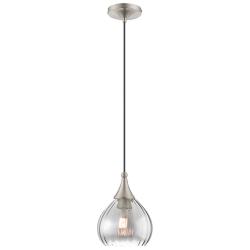 Livex Lighting 7" Wide Modern Brushed Nickel Smoke Glass Mini Pendant