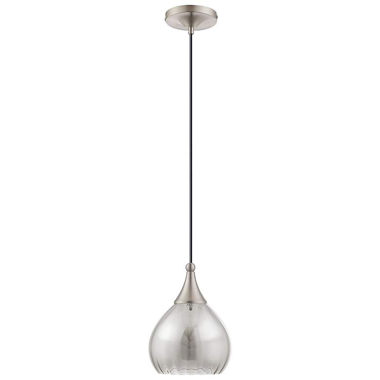 Image 5 Livex Lighting 7" Wide Modern Brushed Nickel Smoke Glass Mini Pendant more views