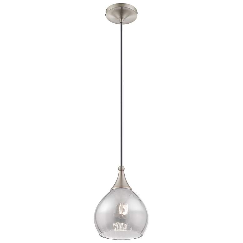 Image 6 Livex Lighting 7" Wide Modern Brushed Nickel Smoke Glass Mini Pendant more views