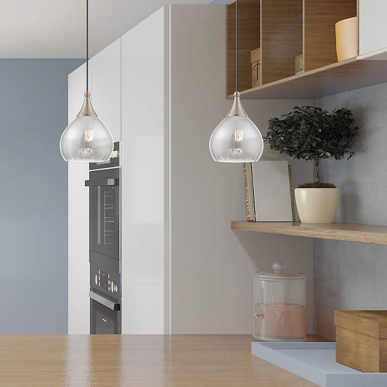 Image 7 Livex Lighting 7" Wide Modern Brushed Nickel Smoke Glass Mini Pendant more views