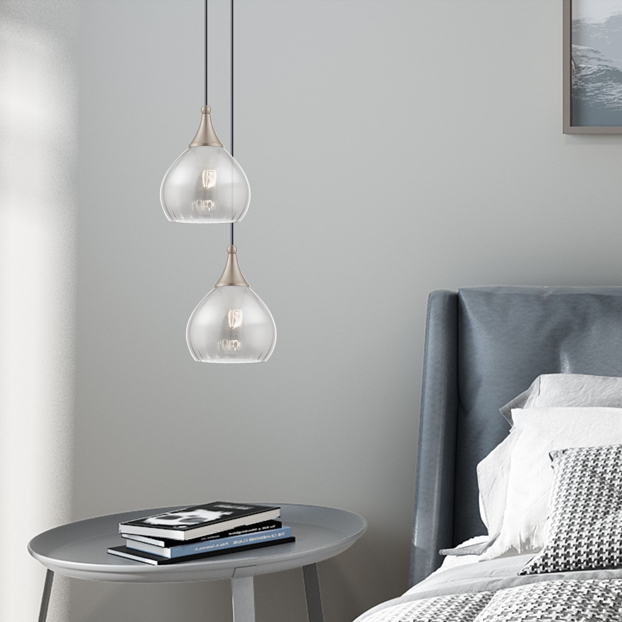 Livex Lighting 7" Wide Modern Brushed Nickel Smoke Glass Mini Pendant in scene