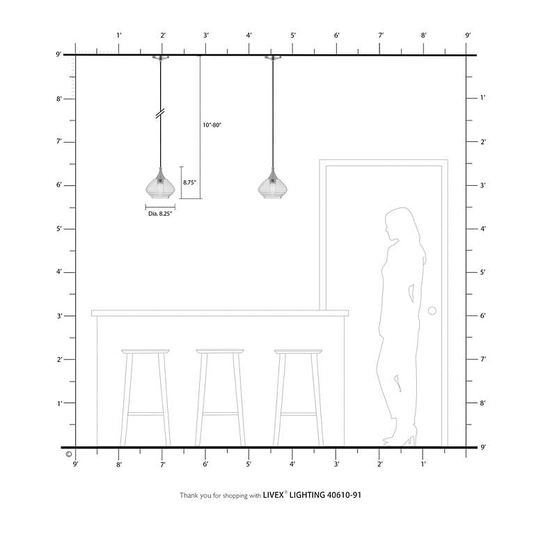Image 6 Livex Lighting 8 1/4" Wide Brushed Nickel Grooved Glass Mini Pendant more views