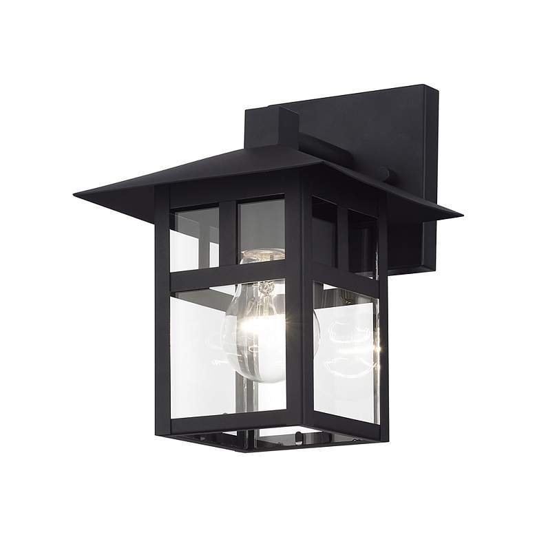 Image 3 Livex Lighting 9 1/2" High Clear Glass Textured Black Outdoor Light more views