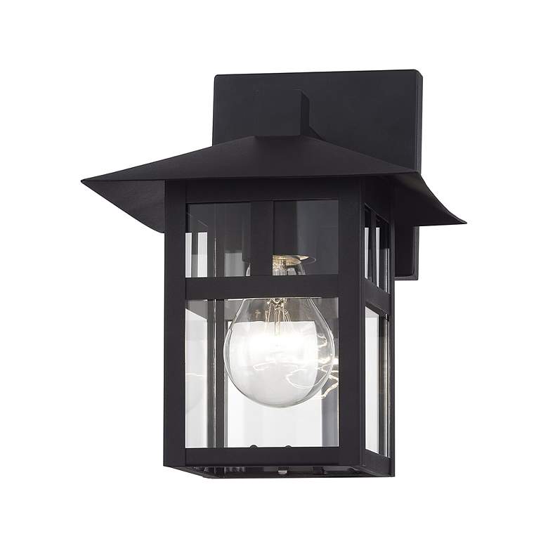 Image 4 Livex Lighting 9 1/2" High Clear Glass Textured Black Outdoor Light more views