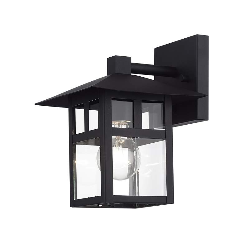 Image 5 Livex Lighting 9 1/2" High Clear Glass Textured Black Outdoor Light more views