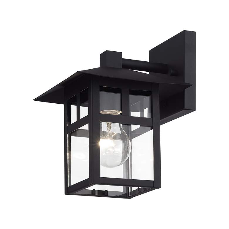 Image 6 Livex Lighting 9 1/2" High Clear Glass Textured Black Outdoor Light more views