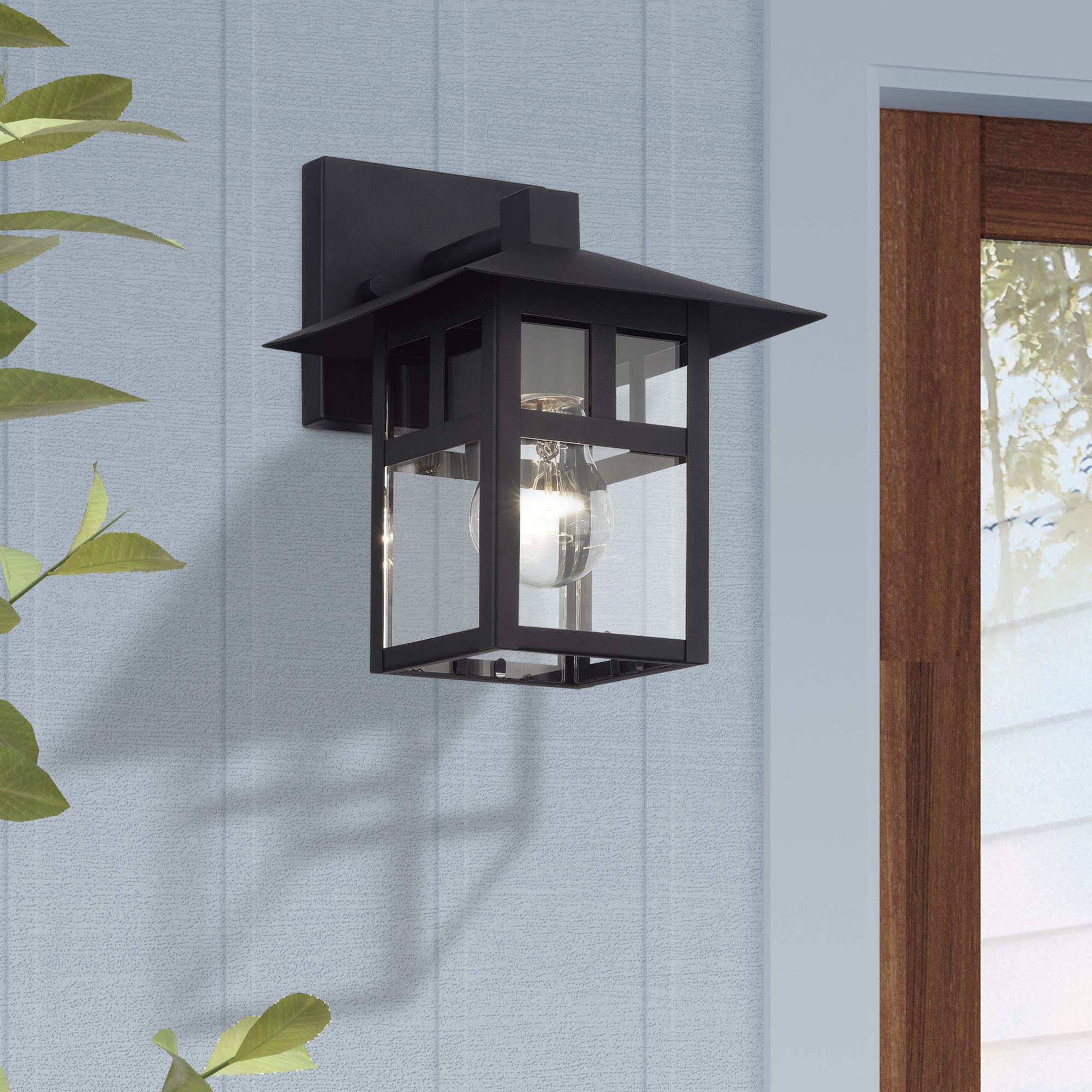 Livex Lighting 9 1/2" High Clear Glass Textured Black Outdoor Light