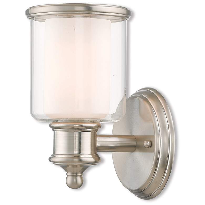 Image 1 Livex Lighting 9 inch High 1-Light Brushed Nickel Wall Sconce