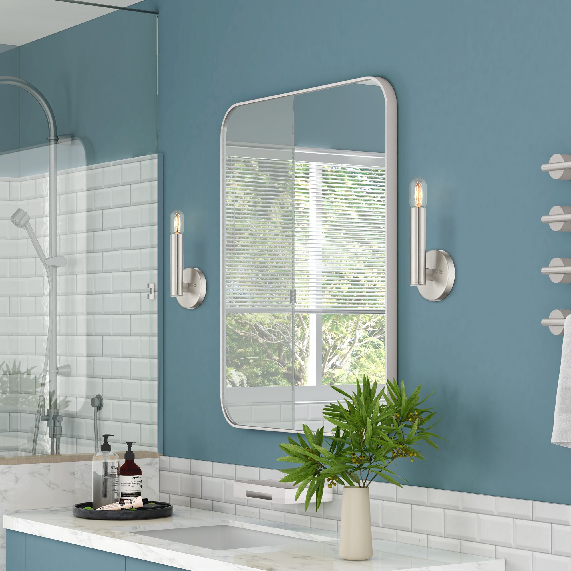 Livex Lighting 9" High Modern 1-Light Brushed Nickel ADA Wall Sconce