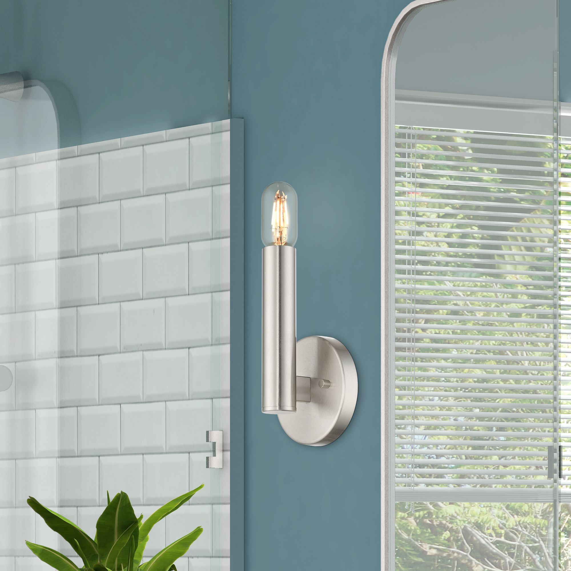 Livex Lighting 9" High Modern 1-Light Brushed Nickel ADA Wall Sconce