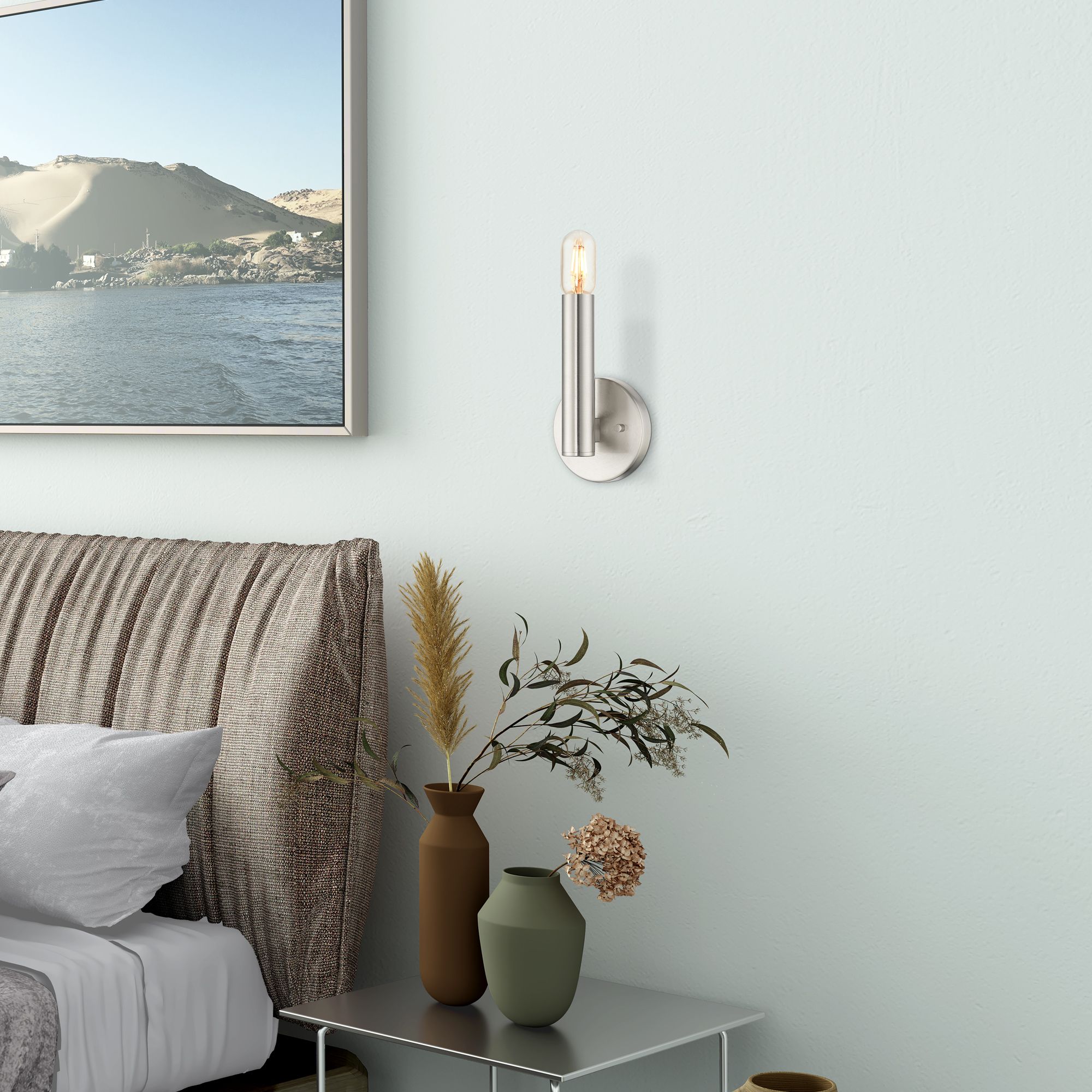 Livex Lighting 9" High Modern 1-Light Brushed Nickel ADA Wall Sconce