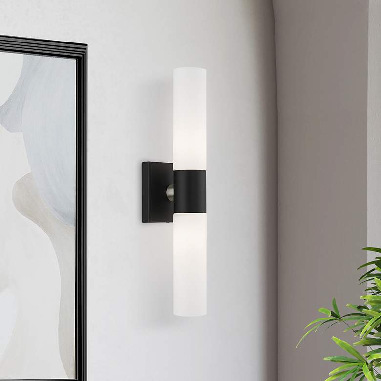 Image 1 Livex Lighting Aero 17 3/4" High Black ADA 2-Light Wall Sconce