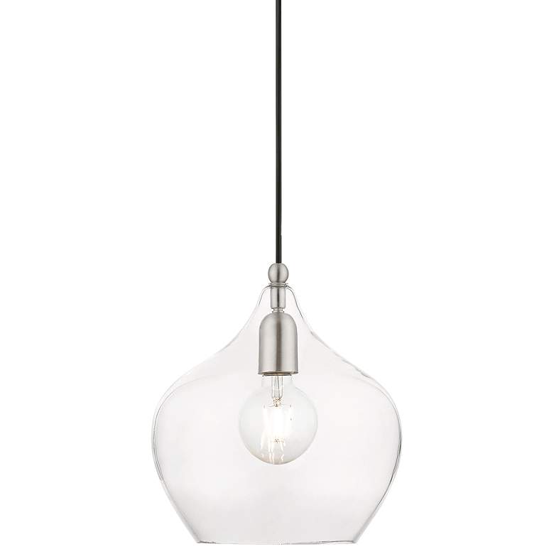 Image 2 Livex Lighting Aldrich 9 3/4" Brushed Nickel Clear Glass Dome Pendant