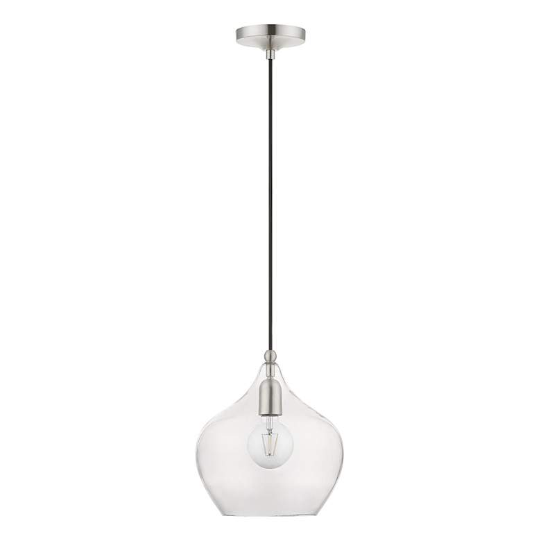 Image 3 Livex Lighting Aldrich 9 3/4" Brushed Nickel Clear Glass Dome Pendant more views