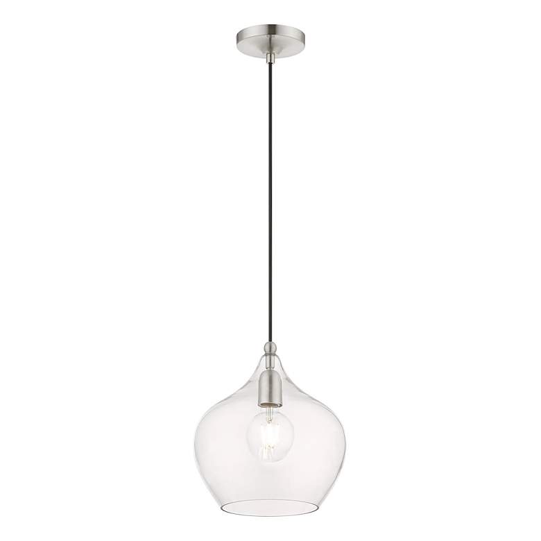 Image 5 Livex Lighting Aldrich 9 3/4" Brushed Nickel Clear Glass Dome Pendant more views