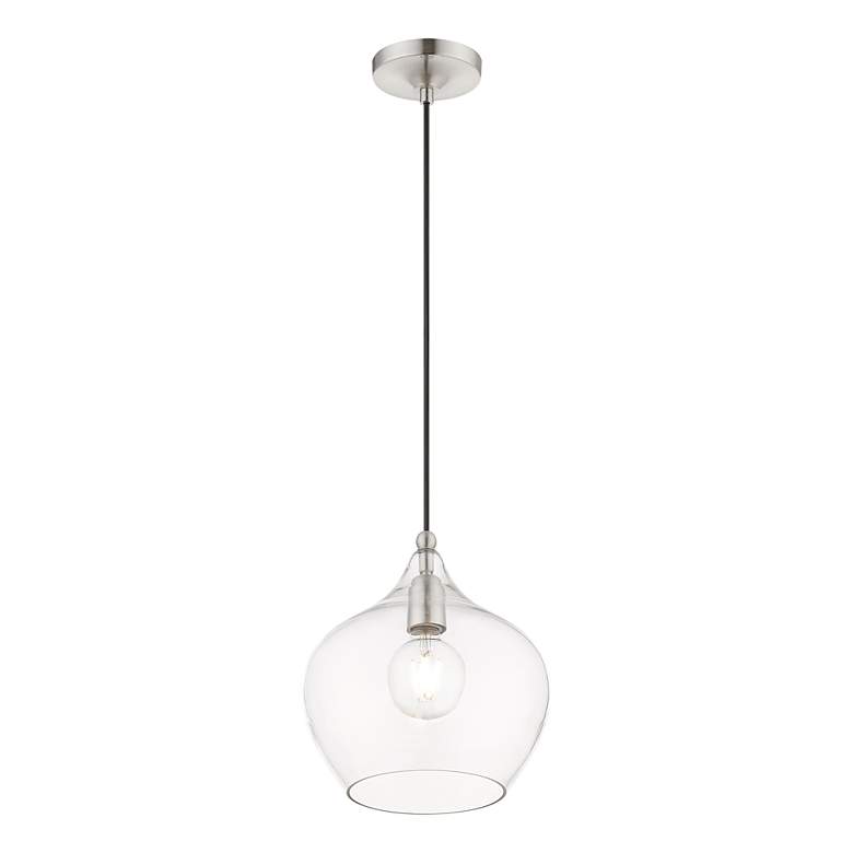 Image 6 Livex Lighting Aldrich 9 3/4" Brushed Nickel Clear Glass Dome Pendant more views
