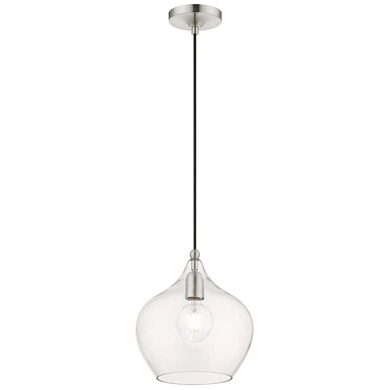 Image 7 Livex Lighting Aldrich 9 3/4" Brushed Nickel Clear Glass Dome Pendant more views