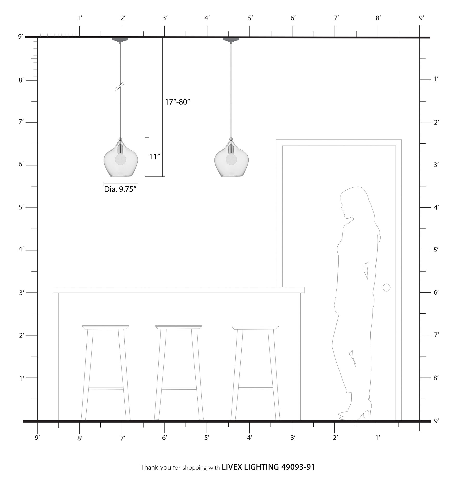 Livex Lighting Aldrich 9 3/4" Brushed Nickel Clear Glass Dome Pendant