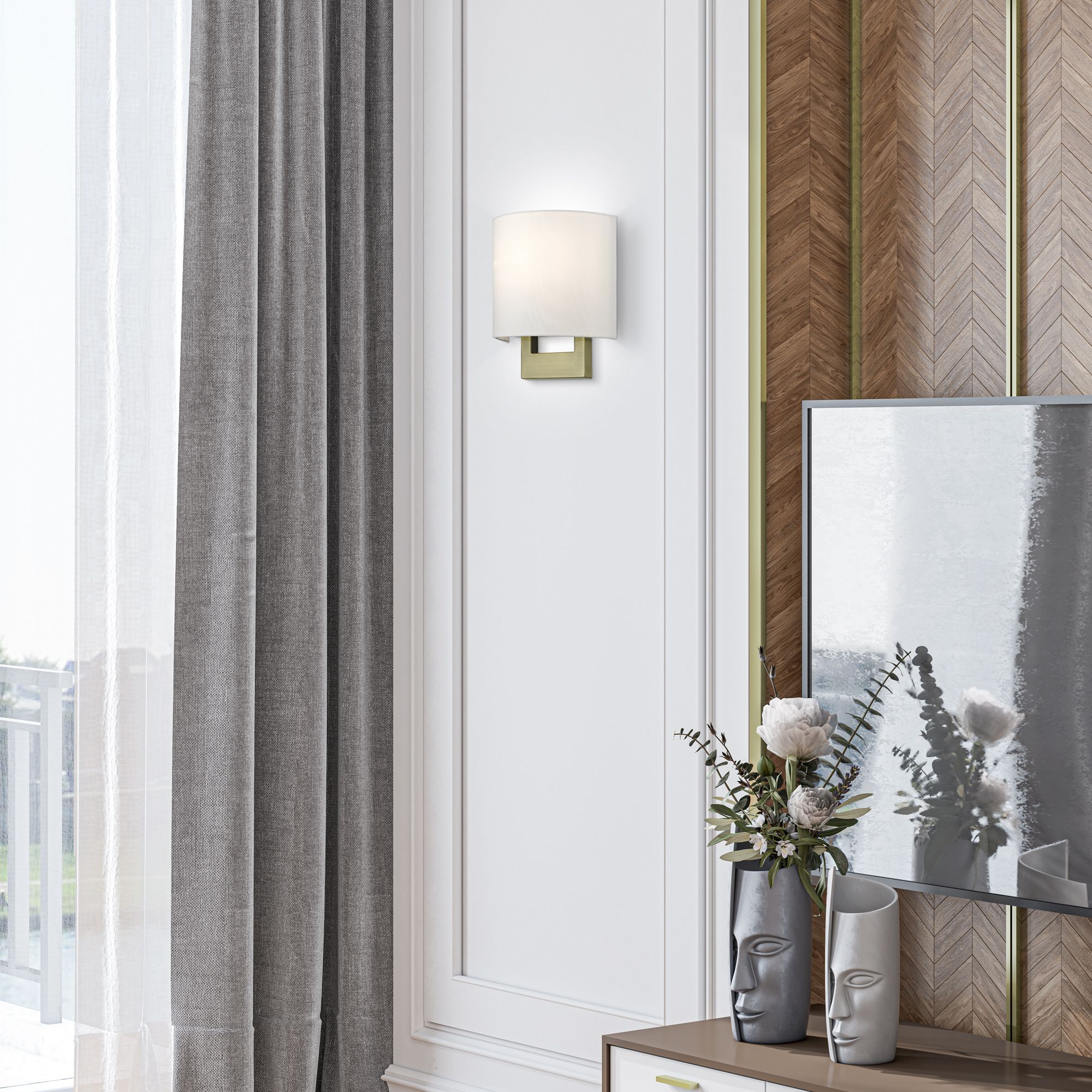 Livex Lighting Allison 8" wide 1-Light Antique Brass ADA Wall Sconce