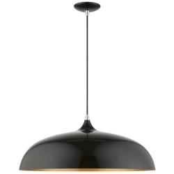 Livex Lighting Amador 23 3/4&quot; Wide Black and Chrome Dome Pendant