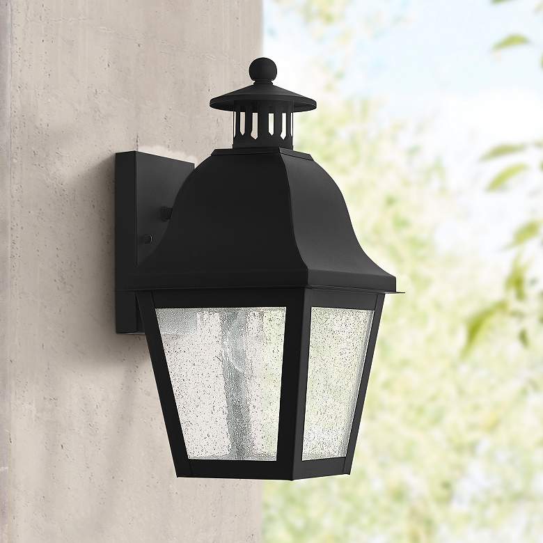Image 1 Livex Lighting Amwell 14" High Black Outdoor Wall Light