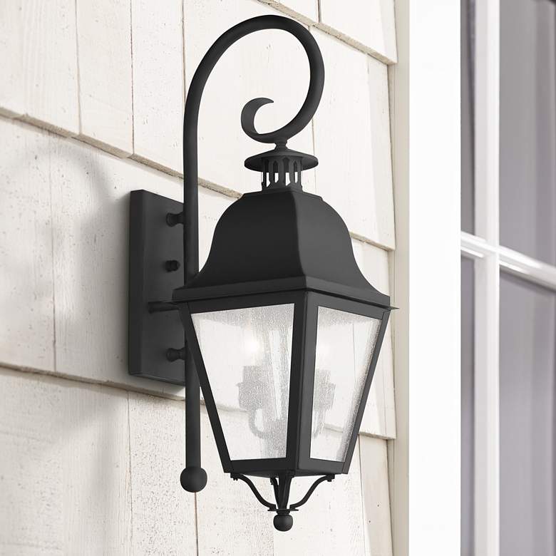 Image 1 Livex Lighting Amwell 24 3/4" High Black Outdoor Wall Light