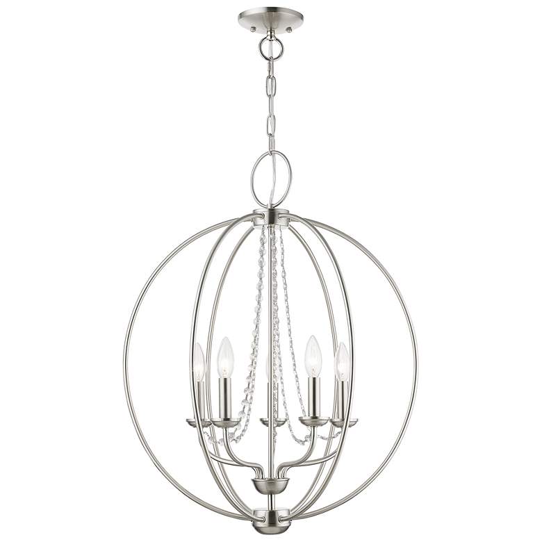 Image 2 Livex Lighting Arabella 22" Nickel and Crystal Open Globe Chandelier