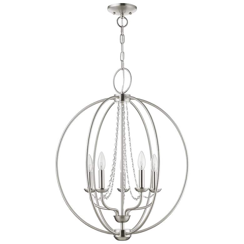 Image 3 Livex Lighting Arabella 22" Nickel and Crystal Open Globe Chandelier more views