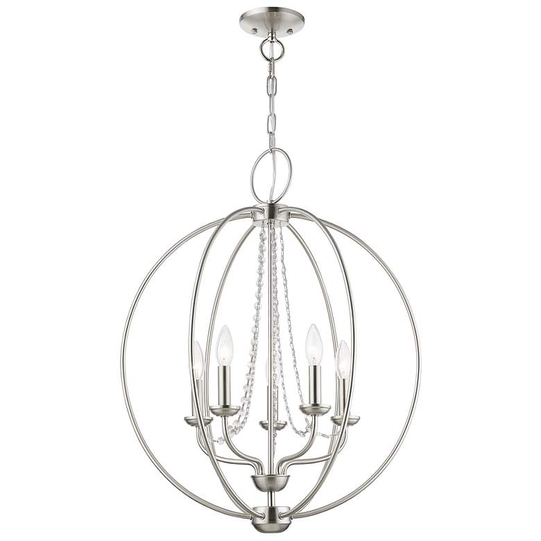 Image 4 Livex Lighting Arabella 22" Nickel and Crystal Open Globe Chandelier more views
