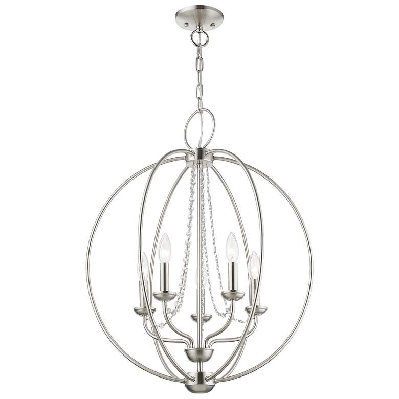 Image 5 Livex Lighting Arabella 22" Nickel and Crystal Open Globe Chandelier more views